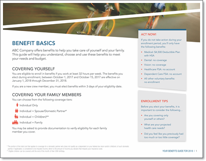 Benefits Enrollment Guide page example